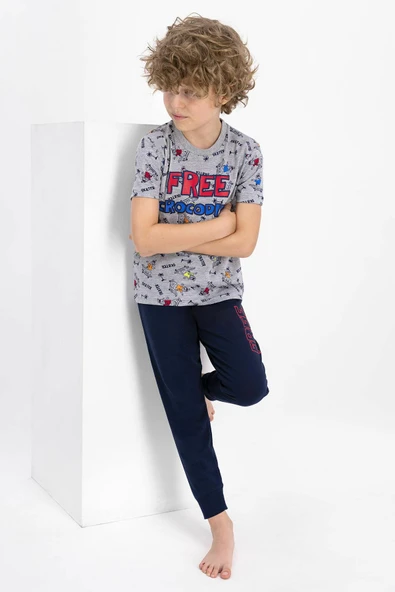 Roly Poly 2343 Free Crocodile Erkek Çocuk Kısa Kol Pijama Takımı ürün görseli 1