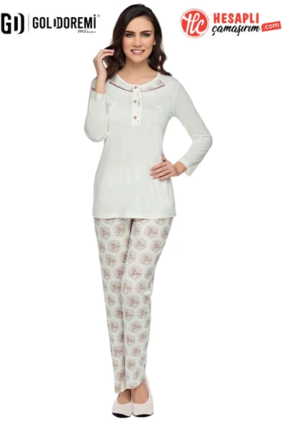 Gd Goldoremi Flz 89-286 Kadın Desenli Uzun Kollu Pijama Takım ürün görseli 1