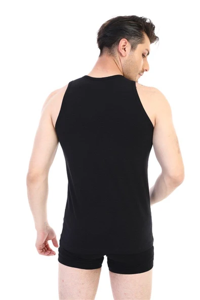 Çift Kaplan 917 Elastanlı Erkek Atlet Siyah - Resim 4