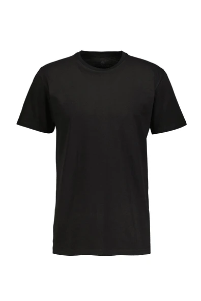 Çift Kaplan Erkek Siyah %100 Pamuklu Süprem Bisiklet Yaka Rahat Terletmez T-shirt ürün görseli 1