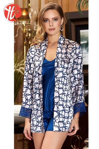 Gd Goldoremi Kadın İpek Saten Üçlü Şort Gelin Çeyizlik Kutulu Pijama Takım ürün görseli 1