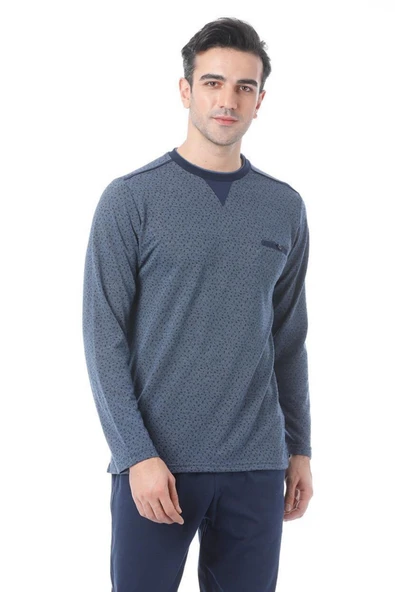 Çift Kaplan 8519 Erkek Uzun Kollu Jakarlı O Yaka Pijama Takımı ürün görseli 1