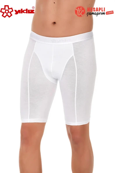Yıldız Çamaşır Premium Erkek Beyaz Modal Pamuklu Kemer Bel Lastik Uzun Rahat Katlanma Yapmaz Boxer ürün görseli 1