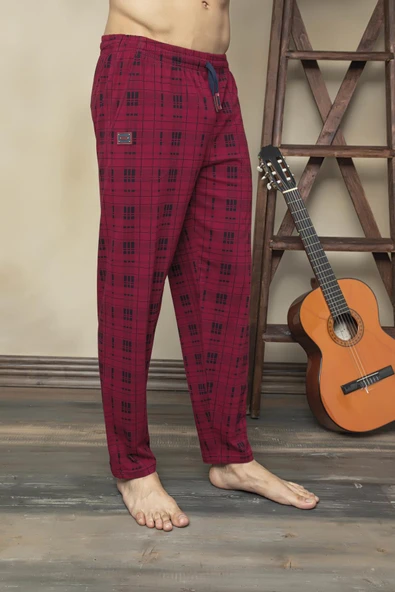 KLY 152 Tek Alt Likralı Ekoseli Çok Rahat Pijama Alt ürün görseli 1