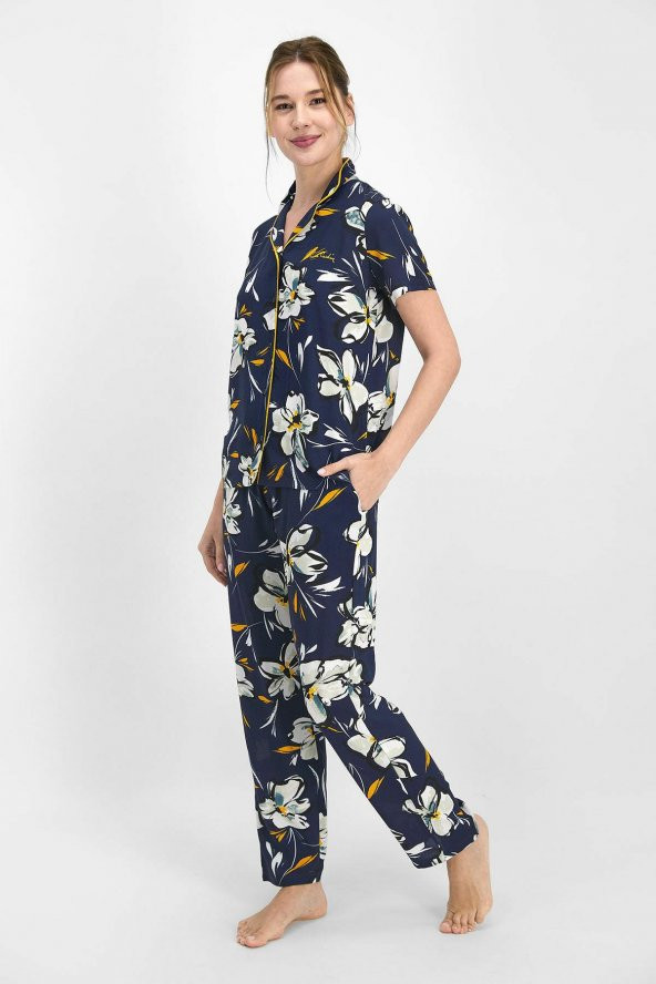 Pierre Cardin 7753 Kadın Lily Lacivert Gömlek Pijama ürün görseli 1