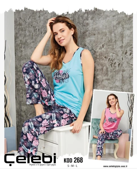 Çelebi 268 Kadın Kalın Askılı Pijama Takım ürün görseli 1