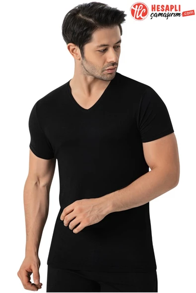 LÜX DRM 3905 Erkek Bambu Nefes Alabilen İnce Rahat Yazlık Kumaş V Yaka Kısa Kollu T-Shirt ürün görseli 1