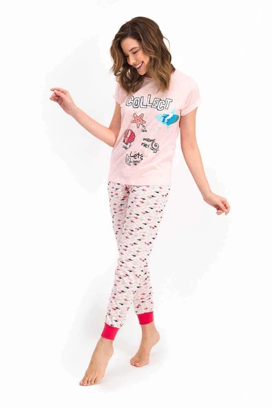 Roly Poly 2460 Kadın Collect Somon Kısa Kol Pijama Takımı ürün görseli 1