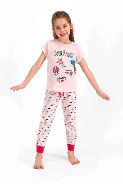Roly Poly 2460 Kız Çocuk Collect Somon Kısa Kol Pijama Takımı ürün görseli 1