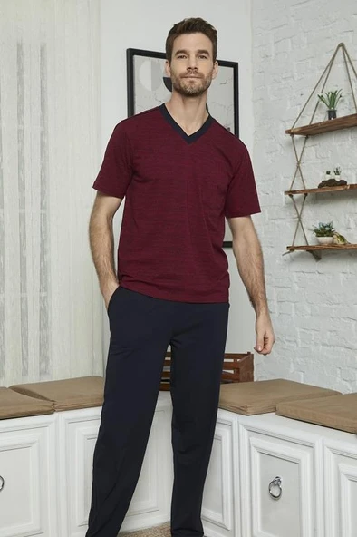 KLY 7557 Erkek V Yaka Pijama Takım ürün görseli 1
