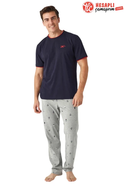 Mod Collection 3410 Erkek Bisiklet Yaka Kısa Kollu Pijama Takım ürün görseli 1