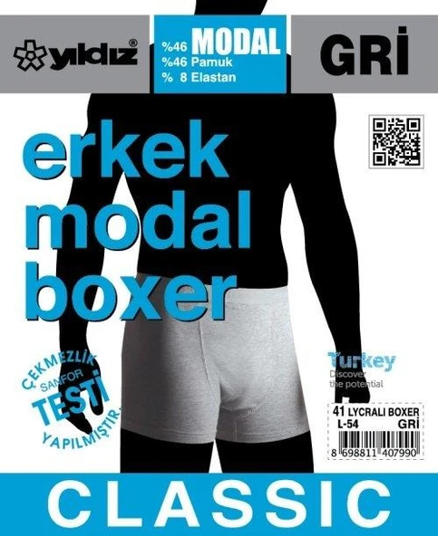 Yıldız 41 Gri Modal Likralı Boxer - Resim 2