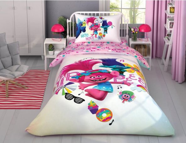 Taç Trolls Color Party Tek Kişilik Nevresim Takımı ürün görseli 1