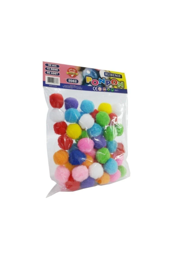 Rubenis Pon Pon 30 MM 10 Renk Karışık 50 Lİ 5062 ürün görseli 1