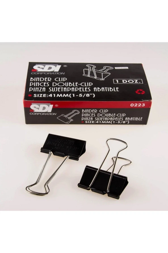 Sdi Double Metal Klips 41 Mm 12 Li (1 Paket 12 Adet) ürün görseli 1