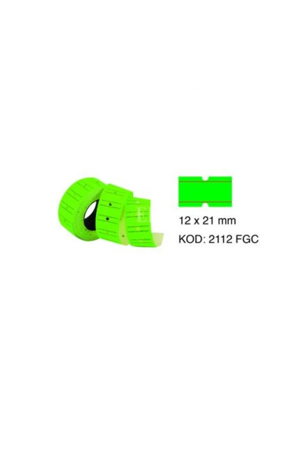 Tanex Fiyat Etiketi Çizgili 12x21 Fosforlu Yeşil (6 Lı Paket) 6 Rulo ürün görseli 1