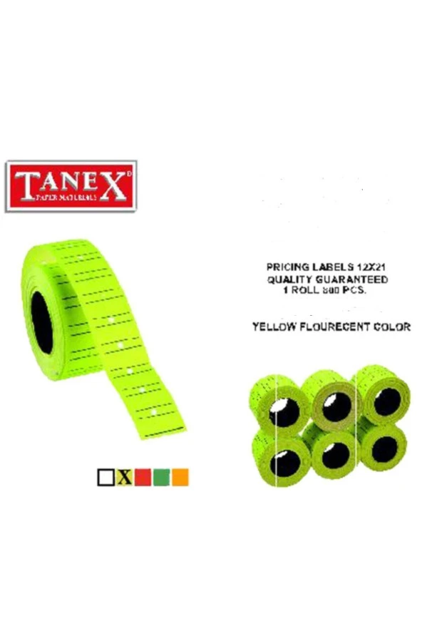 Tanex Fiyat Etiketi Çizgili 12x21 Fosforlu Sarı ürün görseli 1