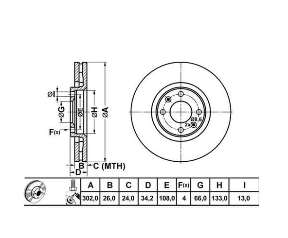 Peugeot 207 Ön Fren Disk (2006-2010) 1.6 9687602180 ürün görseli 1