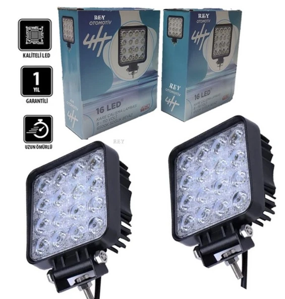 2 Adet 16 Ledli Çalışma Lambası Kalınlık 40mm 8-110 Volt Ip67 ürün görseli 1