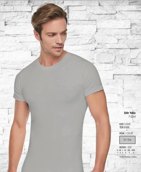 TUTKU 0105 ERKEK SIFIR YAKA KISA KOLLU ATLET 6 ADET  GRi 2XL ürün görseli 1