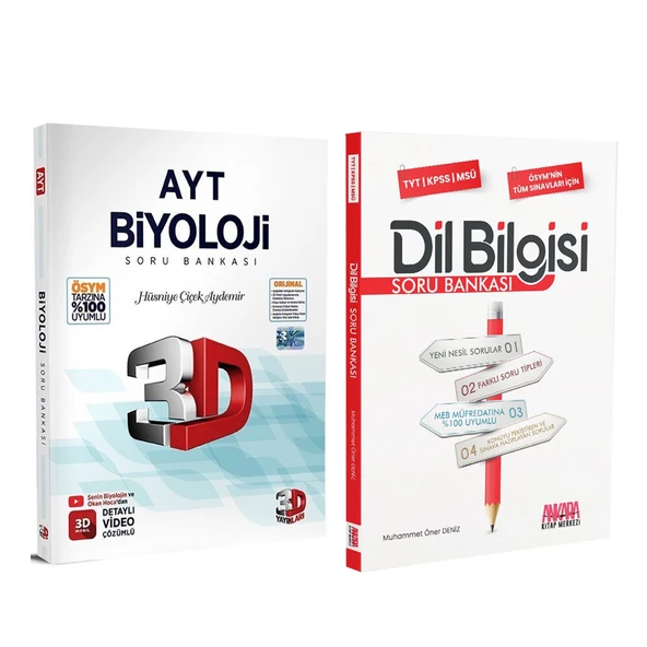 3D AYT Biyoloji ve AKM Dil Bilgisi Soru Bankası Seti 2 Kitap ürün görseli 1