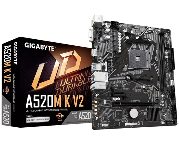 Gigabyte A520M-K-V2 Ddr4 5100Mhz Pci-E Gen3 M.2 Usb 3.2 Vga Hdmi Matx Am4 Anakart ürün görseli 1
