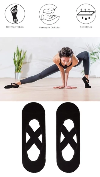 2 Adet Bayan Kaydırmaz Tabanlı Yoga Pilates Fitness Dans ve Spor Çorabı ürün görseli 1