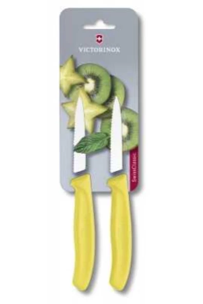 Victorinox 6.7636.L118B 8cm Sarı 2li Tırtıklı Soyma Bıçağı, Blisterli Paket ürün görseli 1