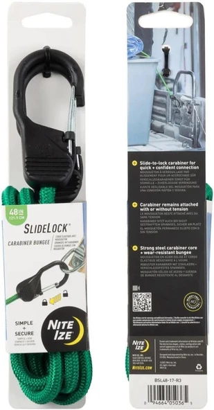 Nite İze Slidelock Kilitli Karabina Bungee Gergi Lastiği Yeşil 122cm ürün görseli 1