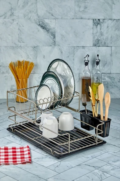 Cooker CKR2986 47x38 Cm 2 Katlı Metal Bulaşıklık - Saten ürün görseli 1