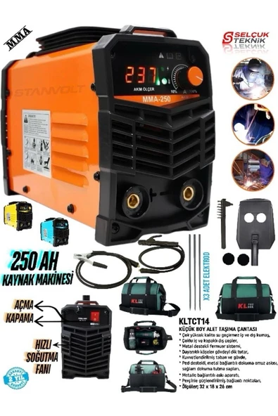 250 Amper Inverter Tip Kademeli Çanta Kaynak Makinesi + KLPRO TAŞIMA ÇANTASI ürün görseli 1