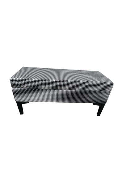 Evim-E Aksesuar Modern Ağaç Iskeletli 40x100 Cm Puf(bench) Keten Kaz Tüyü Desenli Kumaş ürün görseli 1