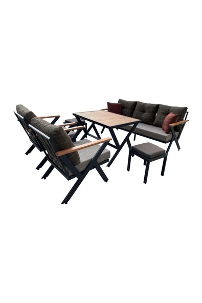 Evim-E Aksesuar Vega 'n’ Model Deluxe Bahçe&cafe&balkon Takımı (3 1 1 PUFLAR MASA)profil ürün görseli 1