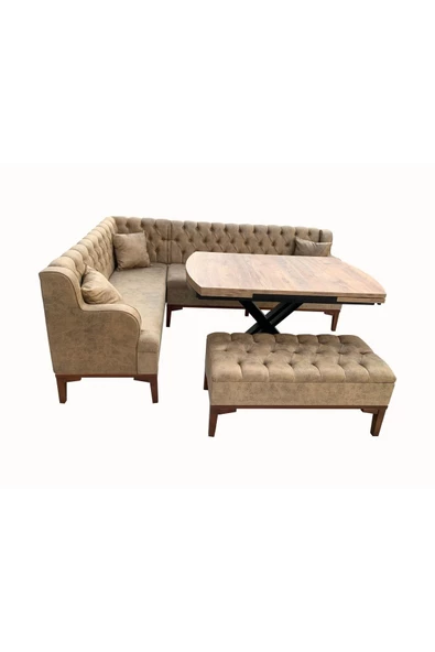 Evim-E Aksesuar 160x220 Cm Chester Yarım Kollu Köşe Takımı-masalı-tamamı Ağaç Iskeletli-kapitoneli-puflu ürün görseli 1