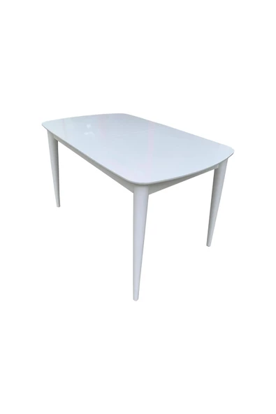 Evim-E Aksesuar Retro Konik Oval Köşeli Masa 80x120 Açılır Kapanır Lake Beyaz Tamamı Ahşap ürün görseli 1
