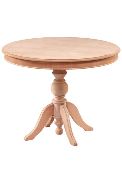 Evim-E Aksesuar 90 Cm Baba Ayaklı Yuvarlak Sabit Masa Ahşap Ham&cilasız ürün görseli 1