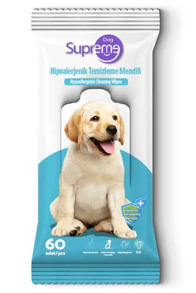 Supreme Dog Hipoalerjenik Köpek Bakım ve Temizleme Mendili 60 Lı ürün görseli 1