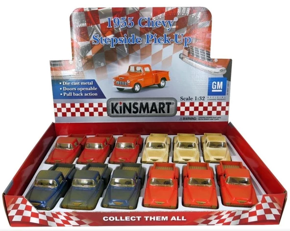 Kinsmart 1955 Chevy Stepside Pick-Up 1/32 Model Araba ürün görseli 1