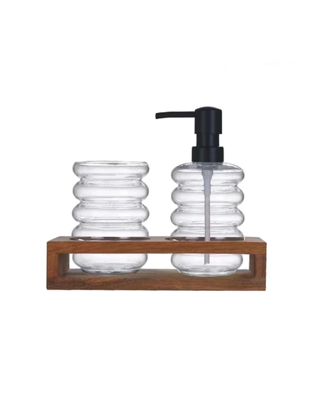 Mien MEN1327 Cam Sıvı Sabunluk Seti 14x22x10,5 cm ürün görseli 1