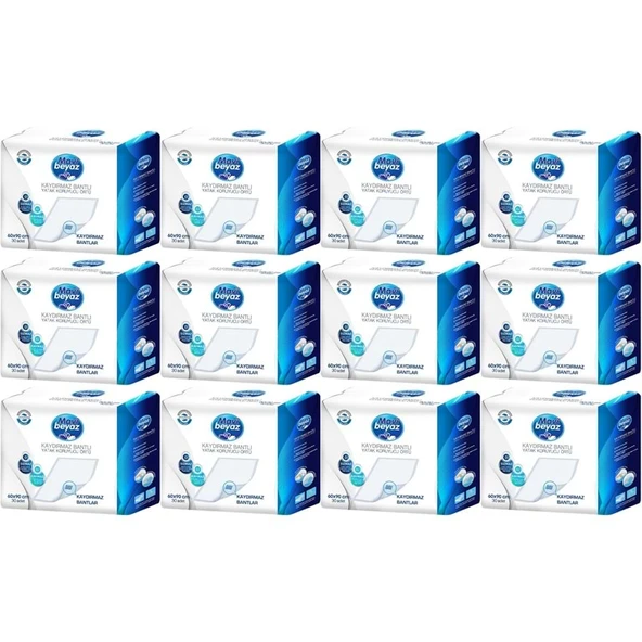 Mavi Beyaz Yetişkin Alt Açma Yatak Koruyucu Örtü 60*90CM 360 Adet (12PK*30) Kaydırmaz Bantlı ürün görseli 1
