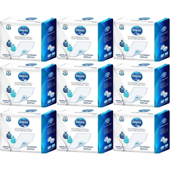 Mavi Beyaz Yetişkin Alt Açma Yatak Koruyucu Örtü 60*90CM 270 Adet (9PK*30) Kaydırmaz Bantlı ürün görseli 1