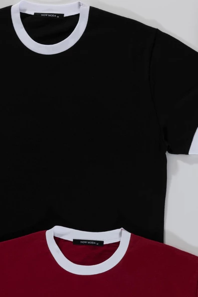 2'li Garnili Bordo Siyah Tshirt - Resim 2