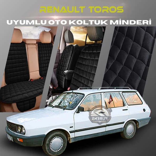Renault Toros Siyah Renk Tay Tüyü Cepli & Terletmez Sırtlı Oto Koltuk Minder Seti - Koltuk Koruma Kılıfı (ÖN & ARKA TAM SET) ürün görseli 1