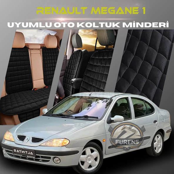 Renault Megane 1 Siyah Renk Tay Tüyü Cepli & Terletmez Sırtlı Oto Koltuk Minder Seti - Koltuk Koruma Kılıfı (ÖN & ARKA TAM SET) ürün görseli 1