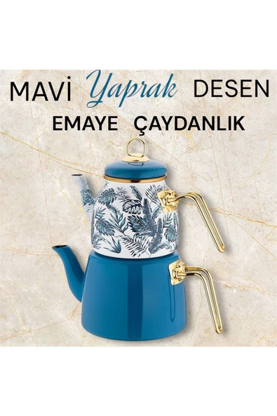 Elite Class Mavi Yaprak Desenli Çaydanlık PMTL-200801) ürün görseli 1