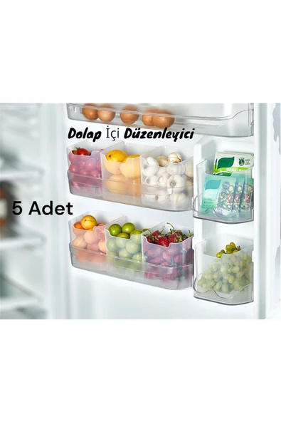 5  Adet Buzdolabı Kapak İçi Raf Organizeri Banyo Kozmetik Düzenleyici Kap Çok Amaçlı Kutu Seti ürün görseli 1