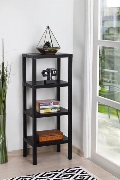 Shelf 4 Katlı Düzenleyici Plastik Raf Ünitesi Siyah ,kitaplık, Banyo, Mutfak Rafı. Ayakkabılık ürün görseli 1