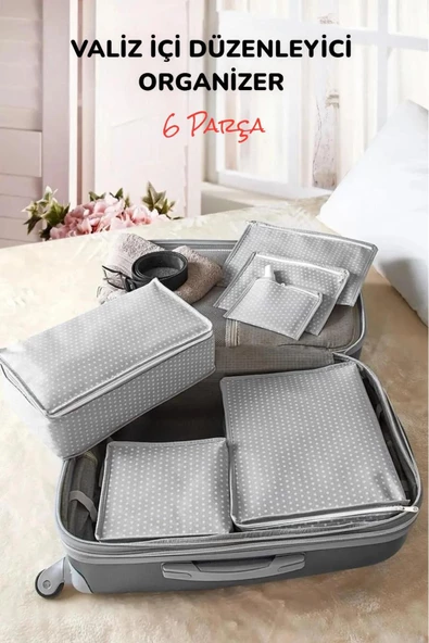 6 Parça Bavul Organizer Set Çok Amaçlı Pratik Kullanım Valiz Düzenleyici Seyahat Çantası Organizeri ürün görseli 1