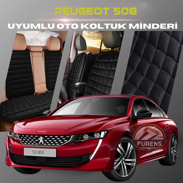 Peugeot 508 Siyah Renk Tay Tüyü Cepli & Terletmez Sırtlı Oto Koltuk Minder Seti - Koltuk Koruma Kılıfı (ÖN & ARKA TAM SET) ürün görseli 1