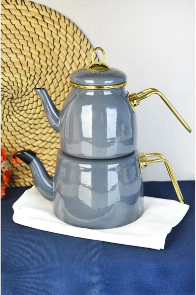 Elite Class Gri Çaydanlık 201297 Emaye Çaydanlık Şık Kulp Tasarımı ürün görseli 1